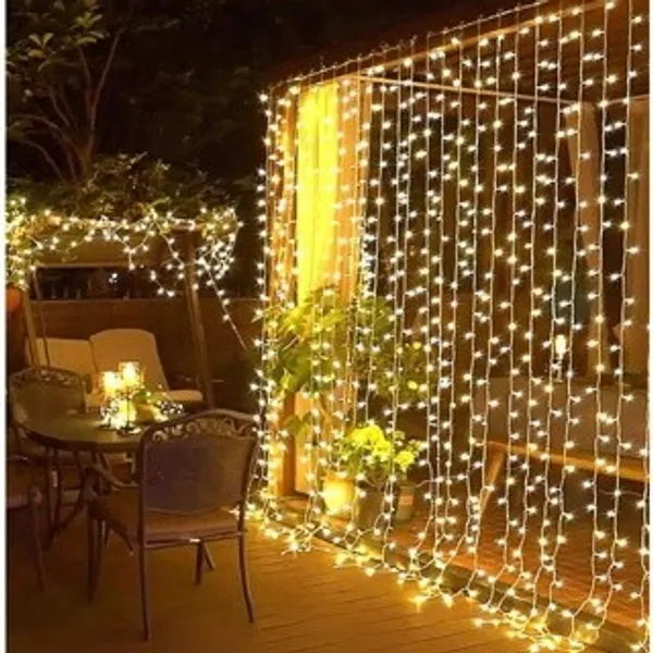 LED Cortina 4x3 led pisca luz romântica para casamento de natal ao ar livre Branco Quente