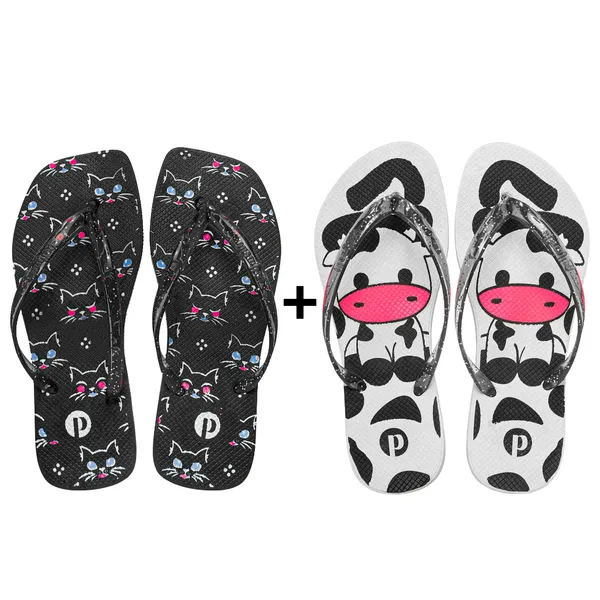 Kit Chinelo Feminino de Gatinho Confortável Leve