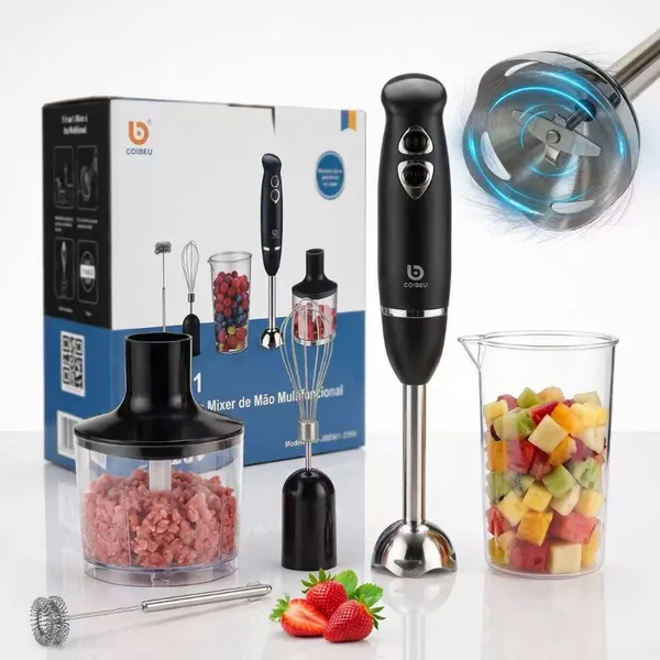 MIXER POWER INOX 5 EM1 600W TRITURADOR, MIXER TURBO,BATEDOR ESPUMADOR LEITE