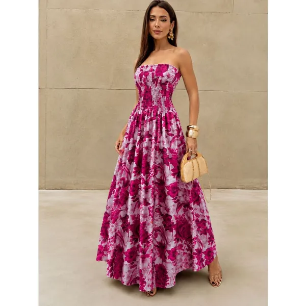 Vestido Longo com Estampa Exclusiva Vestido com elastex Verao Elegante