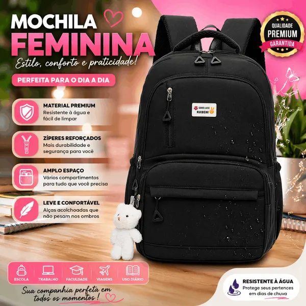 Mochila Feminina Escolar Passeio Coreano Grande Capacidade Impermeável Pronta Entrega