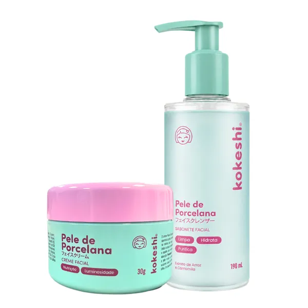 Kit Sabonete e Creme Hidratante Facial Pele de Porcelana Kokeshi o Milagre do Arroz