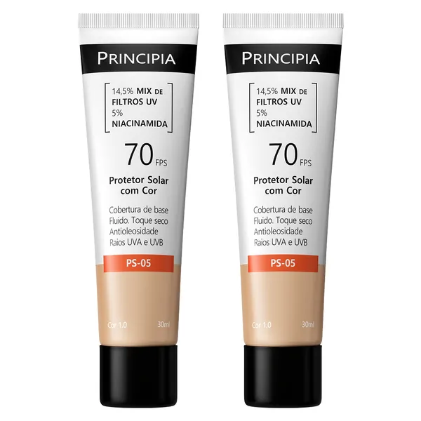 Principia kit com 2 Protetores solares com cor PS-05-escolha seu tom