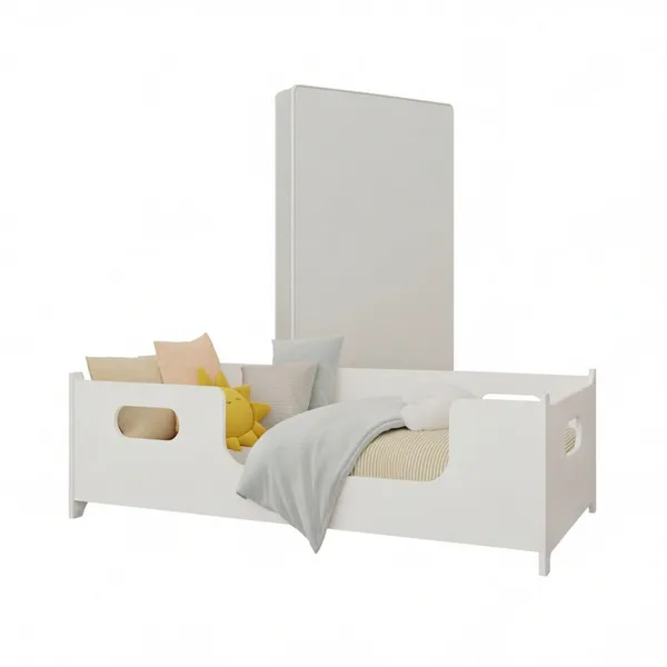 CAMA INFANTIL MONTESSORIANA COM COLCHÃO INCLUSO E GRADE PROTEÇÃO CAMINHA CERCADO QUARTO JUVENIL