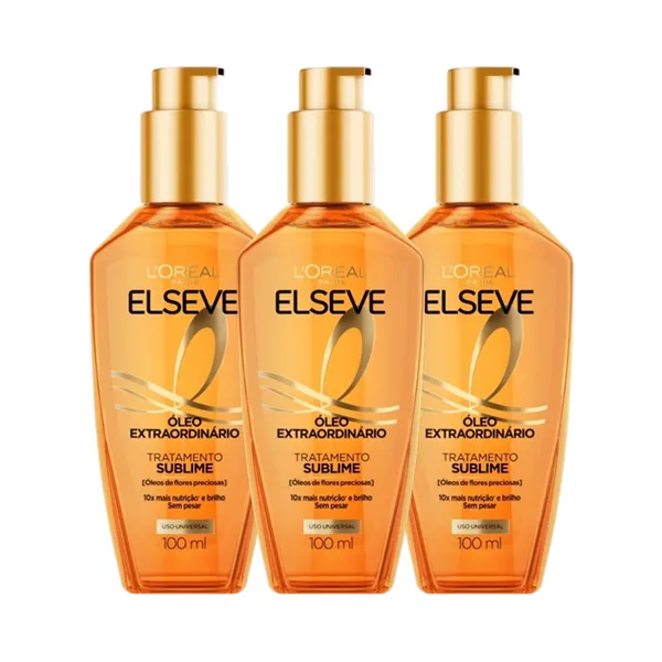 Kit 3 Óleo Capilar Elseve L'Oréal Paris Óleo Extraordinário 100ml - 3 unidades