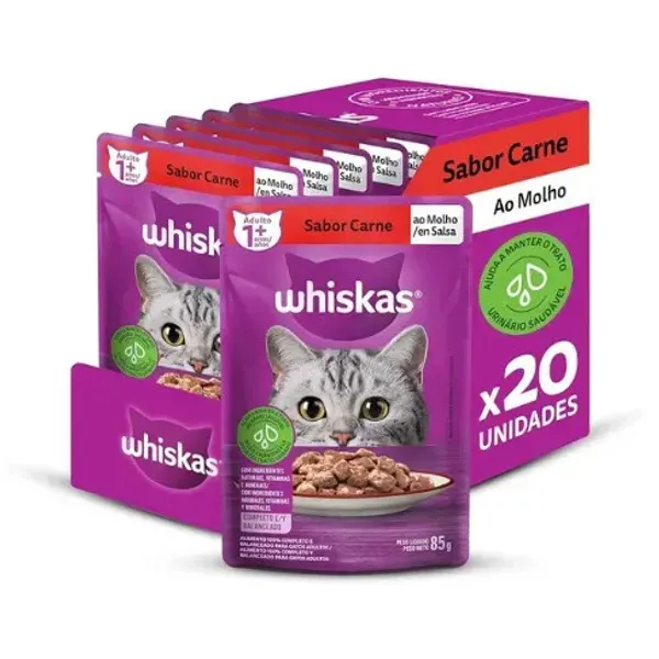 Whiskas Sachê 85G Com 16 Unidades +4 Grátis Leve 20