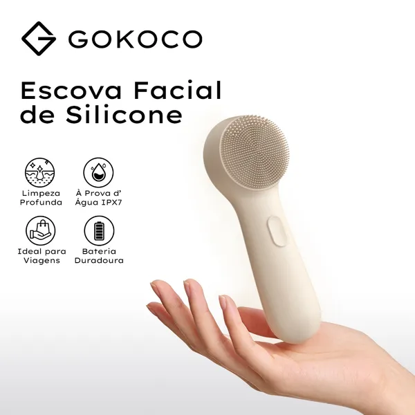 GOKOCO Escova Facial de Silicone Sônica IPX7 Recarregável 3 Níveis Limpeza Profunda Portátil Tipo-C