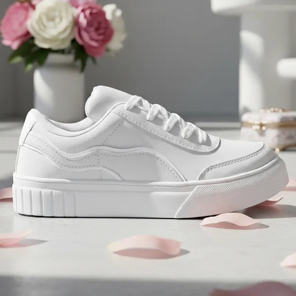 Tênis Branco Flatform Feminino Branco Sola Alta Plataforma Casual Estiloso e Confortável