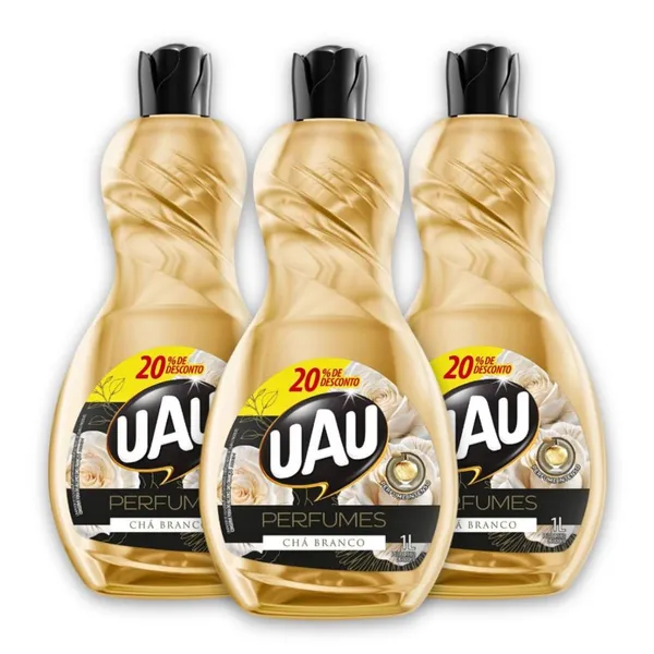 Kit 3un Limpador 1L UAU Perfume Chá Branco Promo