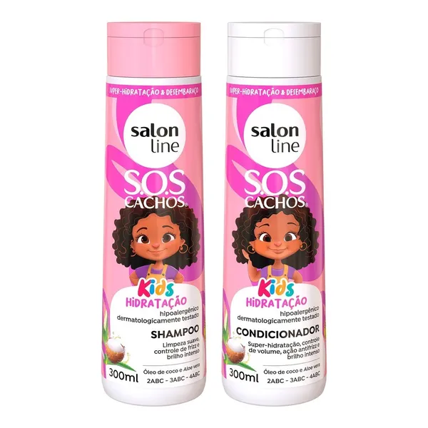 Kit  Shampoo e Condicionador SOS Cachos Kids Hidratação Salon Line