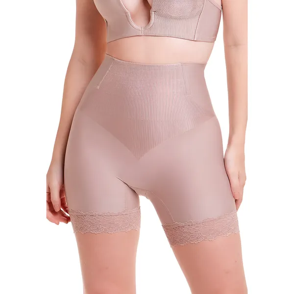 Cinta Modeladora Short Com Barbatana Alta Compressão Com Conforto Lingerie Renda Luxo Plié