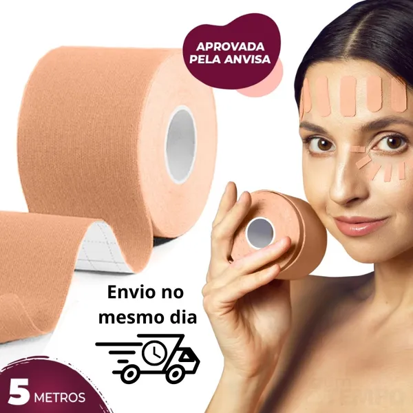 Fita Efeito Lifting Cuidado Facial 5 Metros Tape Anti Rugas Alta Fixação