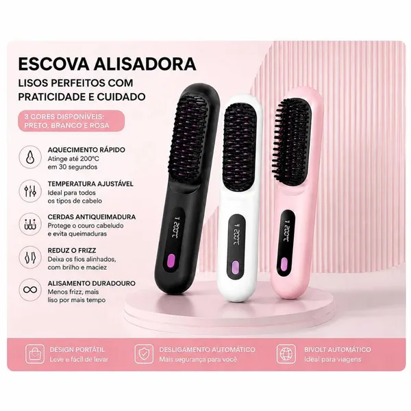 Nova chapinha de cabelo sem fio, com visor digital, recarregável, mini chapinha portátil para viagens, dois em um: alisa