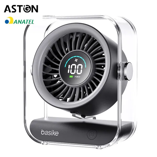Astgn X Basike Ventilador de Mesa Portátil, Silencioso e Potente com Display Digital
