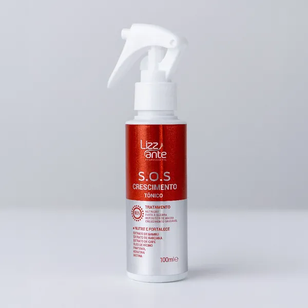 Tônico SOS Crescimento 100ml Lizz ante Crescimento Acelerado Preenche Falha Aumenta Volume do Cabelo