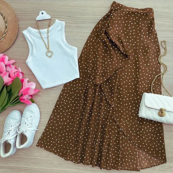 Saia Envelope Feminina Transpassada Com Forro Várias Formas de Usar Moda Elegante