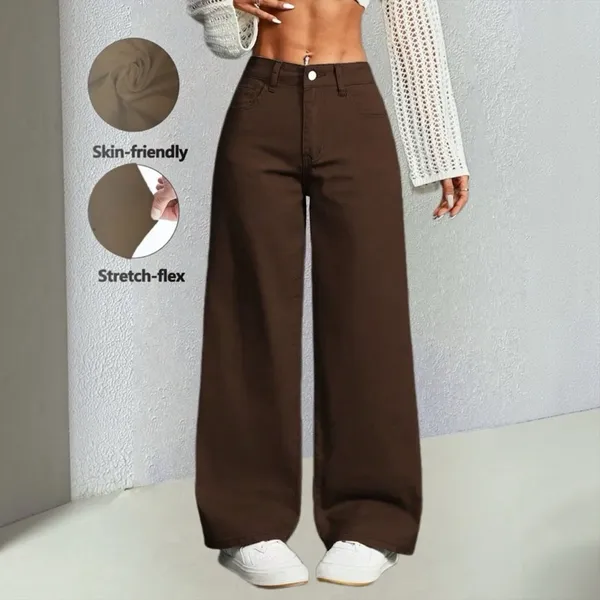Calça Jeans Wide Leg Feminina Cintura Alta Tecnologia Empina Bumbum