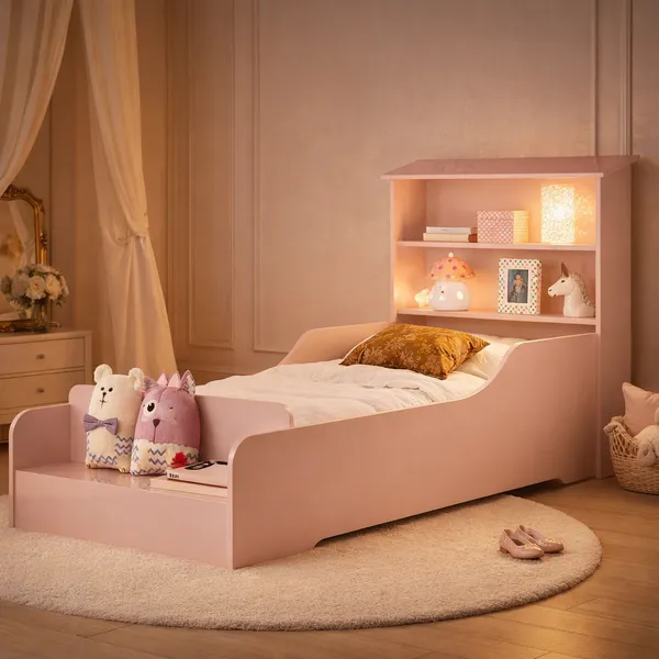 Cama Casinha Liz Infantil Montessoriana P/ Quarto Com Proteção Lateral + Colchão Juvenil D18