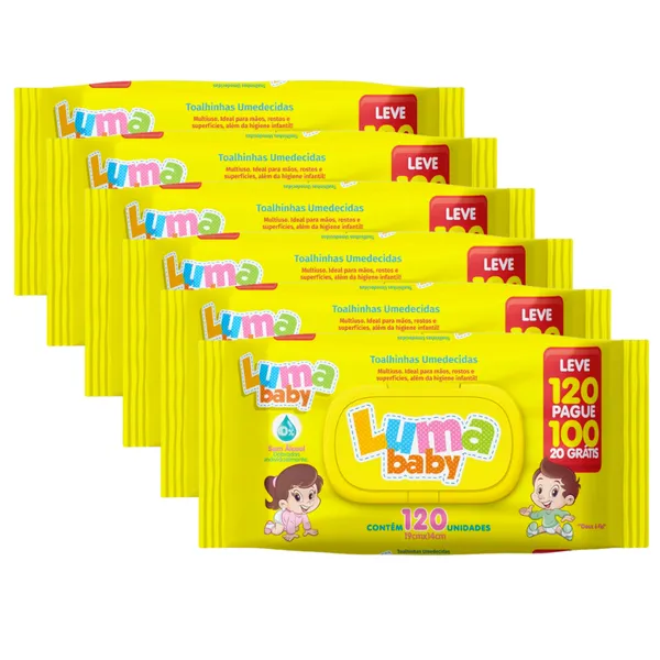 Kit C/6 Toalha Umedecida Luma Baby  Leve 120 Pague 100 Total 720