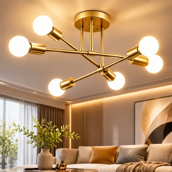 Lustre de teto luxo moderno,braços com rotação 360°, suporta até 250V, ideal para sala de estar, quarto e sala de jantar