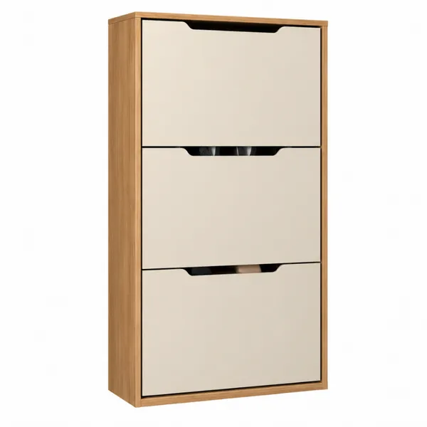 Sapateira Retrátil Inclinável 3 Portas Basculantes Organizador Multiuso Puxador Cava-Para Calçados Hall Entrada e Quarto