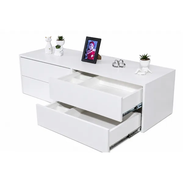 Penteadeira com 4 gavetas Suspensa Com corrediças telescópicas MDF branco 15mm