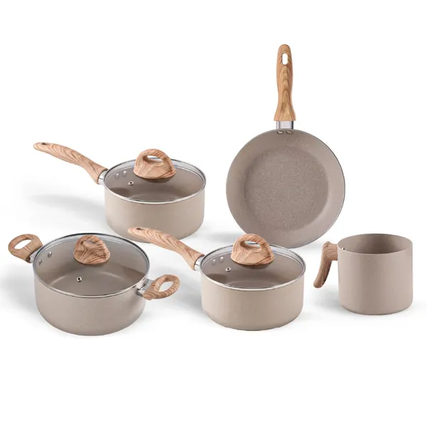 Jogo de Panelas Brinox Ceramic Life 5 peças Smart Plus Areia - Com Indução