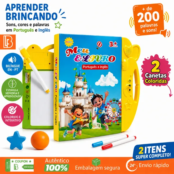 Livro Interativo com Som Bilíngue Português-Inglês Educacional