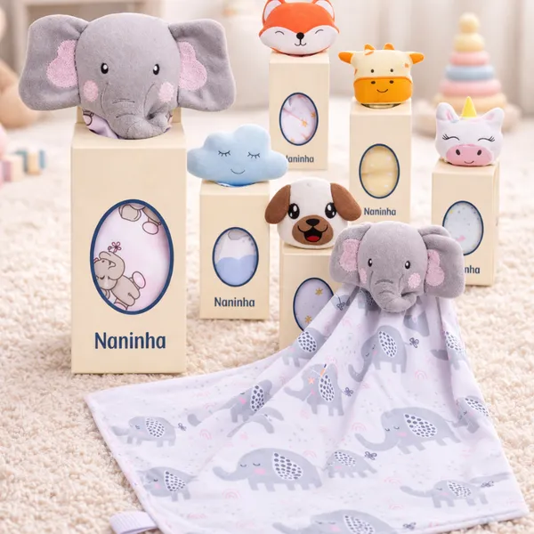 Naninha para Bebê com Prendedor de Chupeta Paninho de Bichinho Soft Antialérgico
