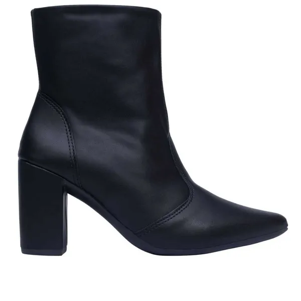 Bota Bico Fino Cano Baixo Salto Bloco Grosso Conforto