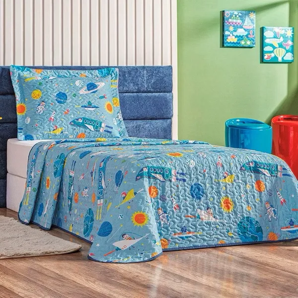 Kit Colcha Cobre Leito infantil 1,60x2,40m Dupla Face 2 Peças C/ Viés (várias estampas)