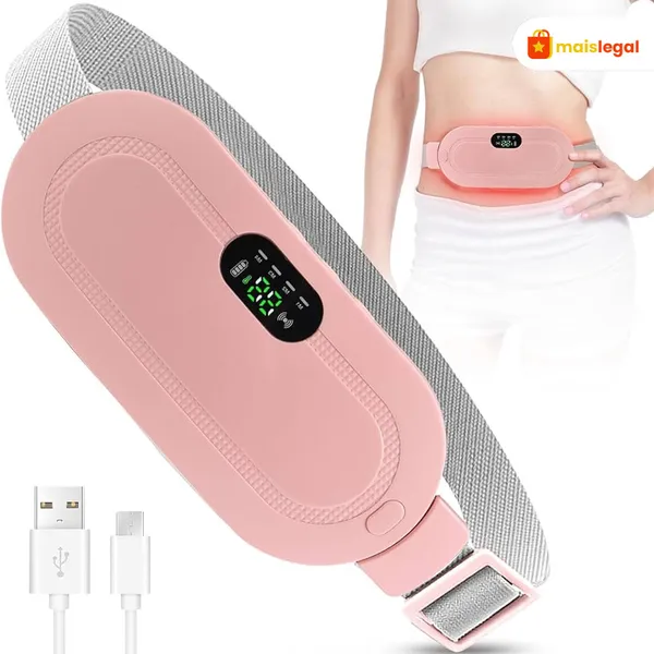Cinta de Aquecimento com Massagem para Cólicas – 3 Níveis de Temperatura e 4 Modos de Vibração