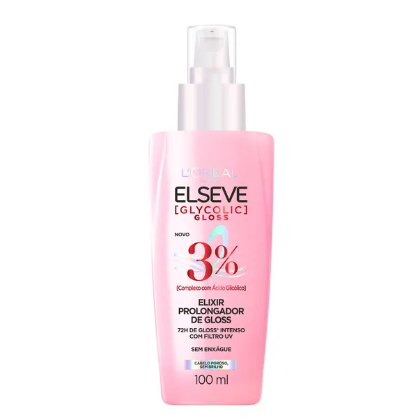 Sérum Elixir Antiporosidade, Protetor Térmico e Brilho L’Oréal Paris Elseve Glycolic Gloss 100ml