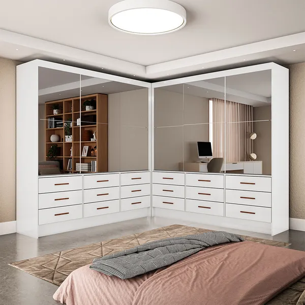 Closet Sevilha 6 Portas Casal Duplo Premium 18 Gavetas Carioca Moveis