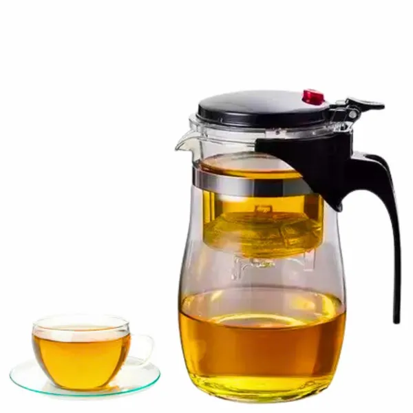 Chaleira Bule Jarra de Vidro 600ML Para Chá Com Infusor Reutilizável