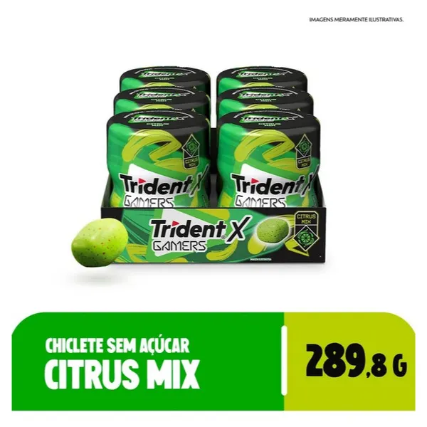 Chiclete Trident X Gamers Citrus Mix Com 6 Unidades De 48,3g