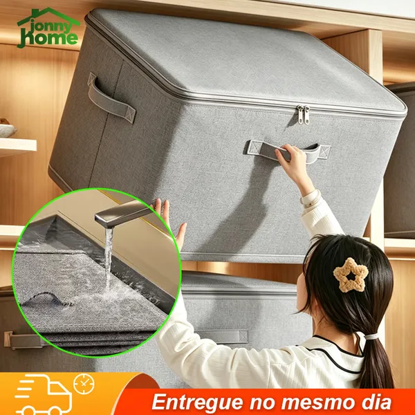 CAIXA GRANDE DE ARMAZENAMENTO COM ZÍPER PARA ROUPAS E COBERTORES P/M/G
