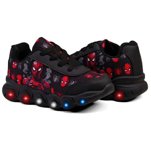 Tênis Infantil Menino Aranha Casual Com Led Super Confortável Divertido