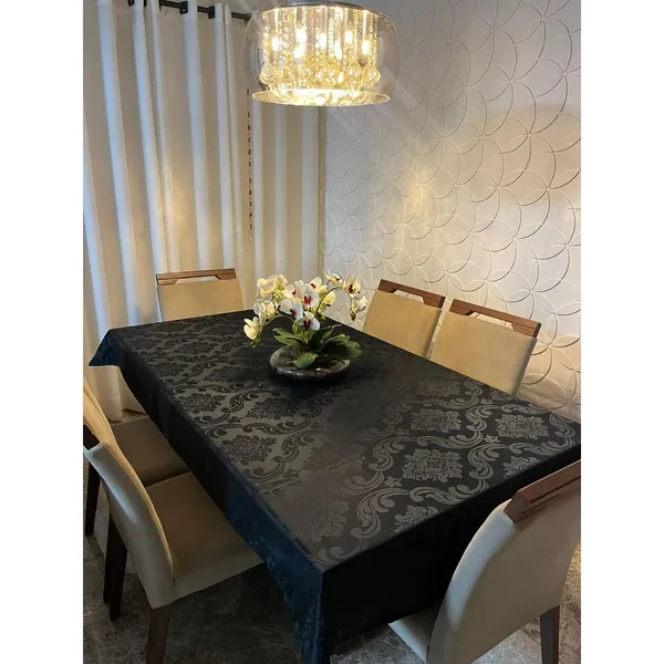 Toalha de Mesa Jacquard Luxo 6 Lugares 2,10x1,40 Várias Cores