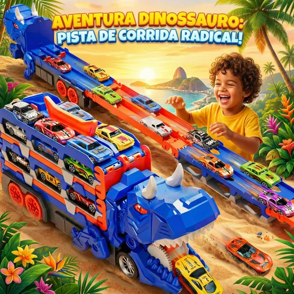 Caminhão Dinossauro Dino Engole Carrinhos – Brinquedo Infantil Kit Presente