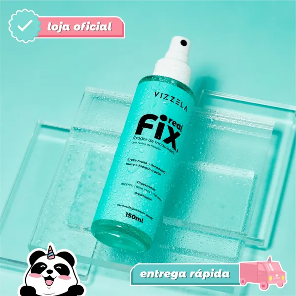 Fixador de Maquiagem Real Fix Spray Longa Duração Acabamento Natural Vegano Original 150ml Vizzela