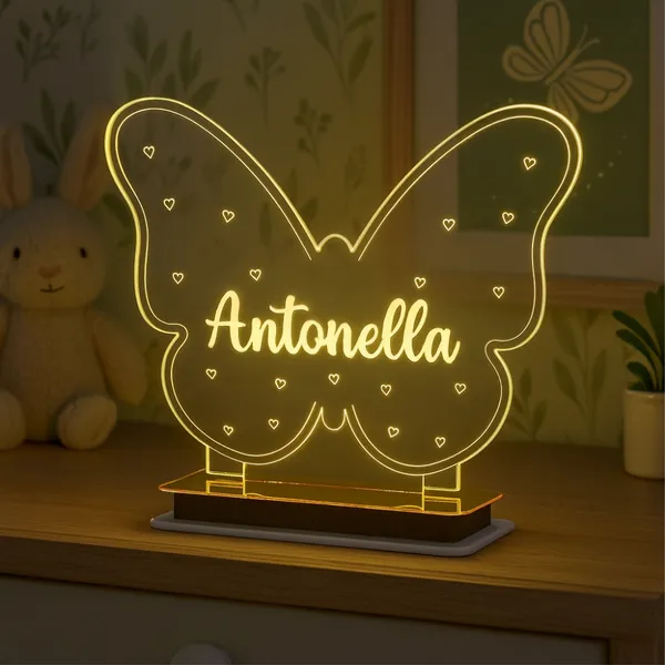 Luminária Personalizada Borboleta com Nome – Presente para Bebê, Madrinha e Decoração + Brinde