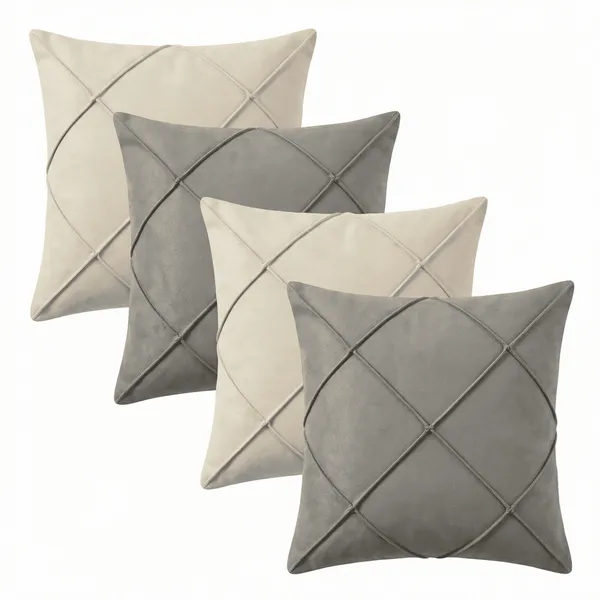 KIT 4 CAPAS DE ALMOFADA 40X40 SUEDE PREMIUM DRAPEADA DECORATIVA ZÍPER LUXO