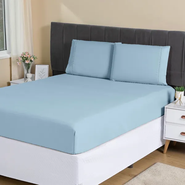 Jogo De Lençol 400 Fios Micropercal 3 Peças Cama Casal Queen King Solteiro Elástico Toque Macio
