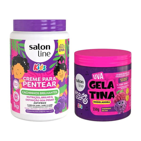 Kit Uva com Creme para Pentear ​e Gelatina #todecacho Kids