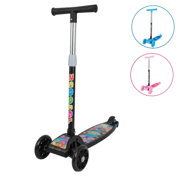 Patinete infantil 3 rodas com led ajustável scooter dobrável menino menina