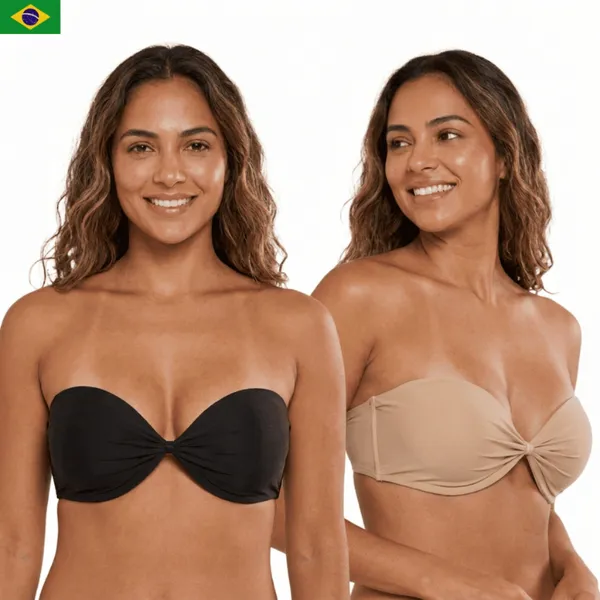 Kit Sutiã Tomara Que Caia Sem Alça com Bojo Poliamida Alta Sustentação Lingerie Feminina Confortável Aro