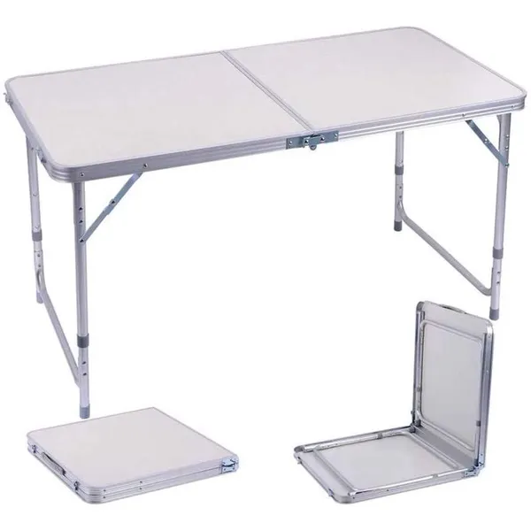 Mesa Dobrável Portátil 120x60cm Se Transforma Em Uma Mala Para Camping Praia , alumínio , Material Plástico