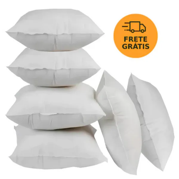 kit com 6 refil de almofada 45 cm x 45 cm de fibra ecológica ótimo custo beneficio Promoção