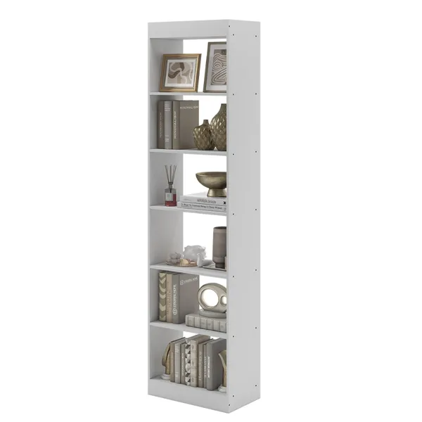 Livreiro Branco Estante Multiuso 6 Prateleiras Nichos Decorativos Para Sala Home Office Quarto Escritório Moderno Eira